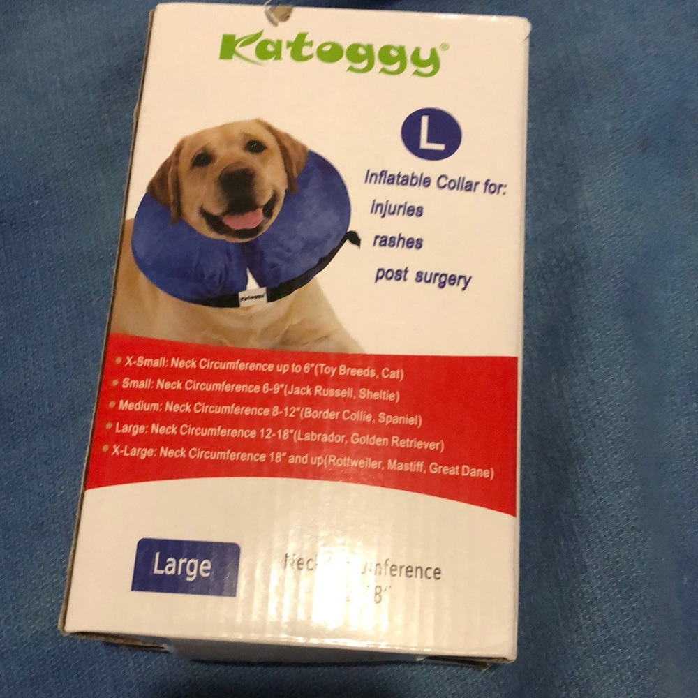 NEW Large (neck circumference 12-18”) Katoggy inflatable washable dog collar NEW